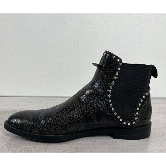 Zara Women Size 6.5 Snakeskin Print Faux Leather Studded Chelsea Ankle Boots - Picture 9 of 9